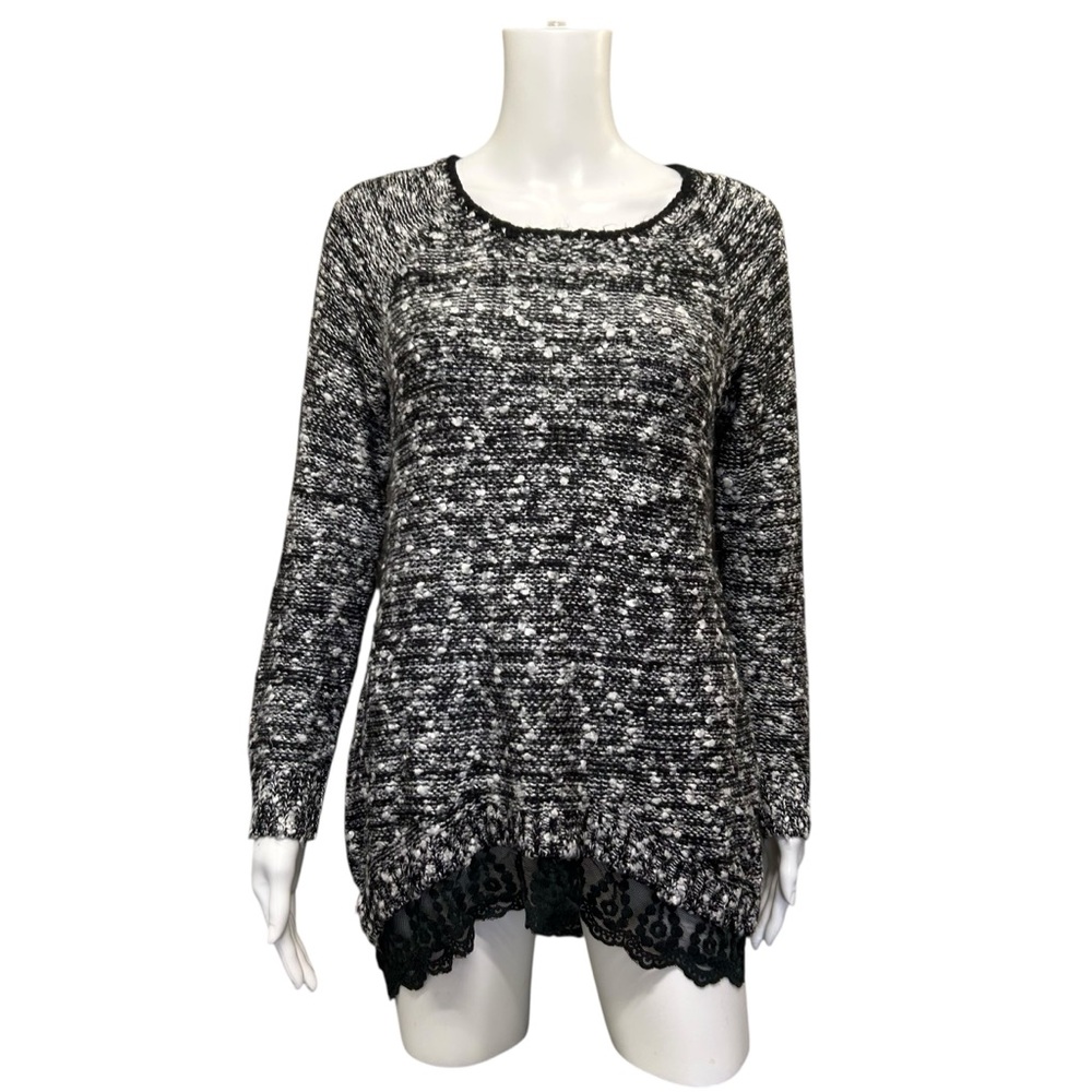 Love & Liberty Black Gray Nubby Knit Top Size S